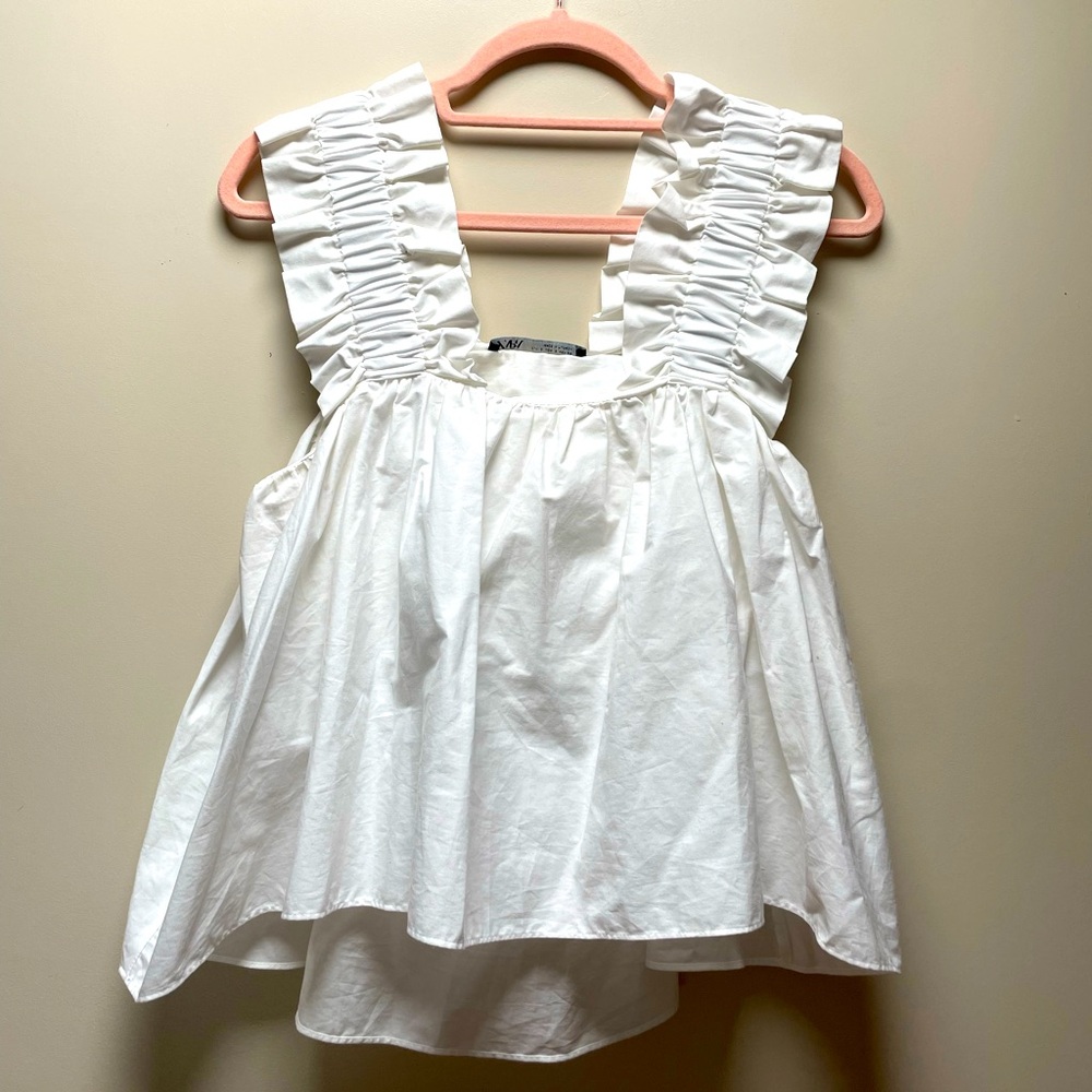 Zara White Ruffled Top